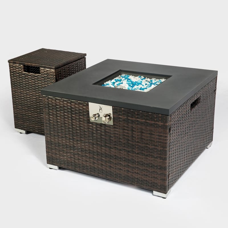 16 in Rattan Propane Tank Cover Gas Outdoor Fire Pit in Brown