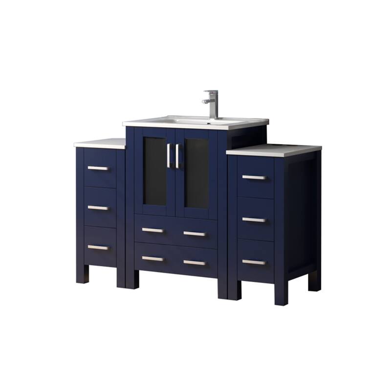 Volez Bath Vanity with Side Cabinets, Ceramic Top & Sink