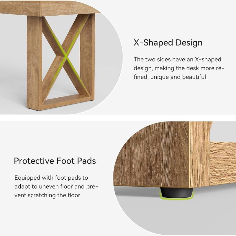 63-Inch Long Wood Computer Desk/Table, Study Writing Gaming Work Executive Desk for Home Office