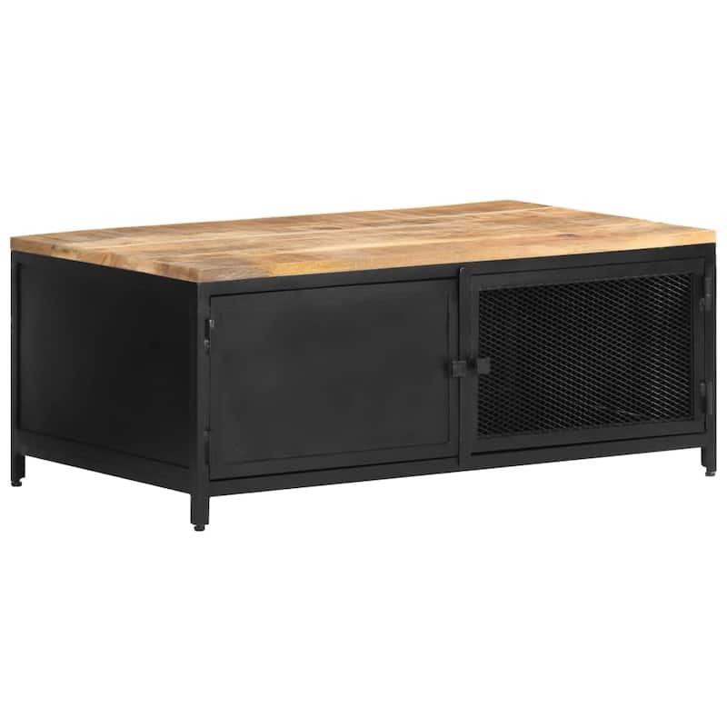 vidaXL Coffee Table 35.4"x19.7"x14.6" Solid Rough Mango Wood