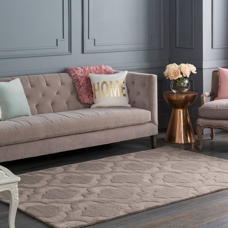 Hand-Woven Ali Tone-on-Tone Moroccan Trellis Wool Rug (6' x 9')