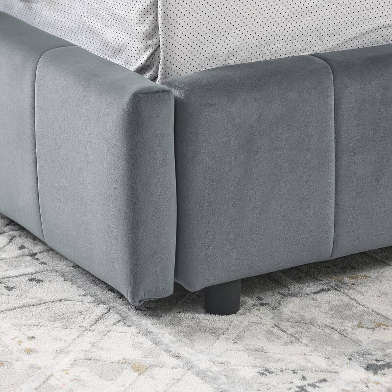 Full Size Upholstered Tufted Bed Frame, Storage Sofa Bed Frame, Velvet Fabric Daybed with 2 Drawers, No Box Spring Needed
