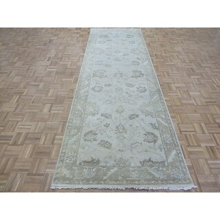 Hand Knotted Sky Blue Turkish Oushak with Wool Oriental Rug (4' x 12 ...