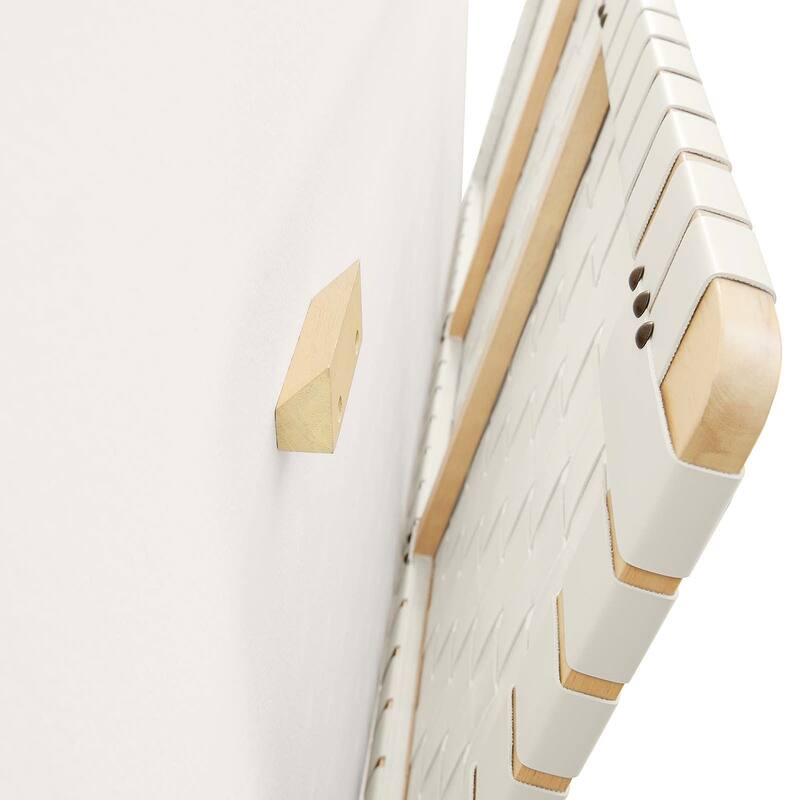 Ditmas Solid Wooden Off-White Leather Basket Weaved Floating Twin Size Headboard