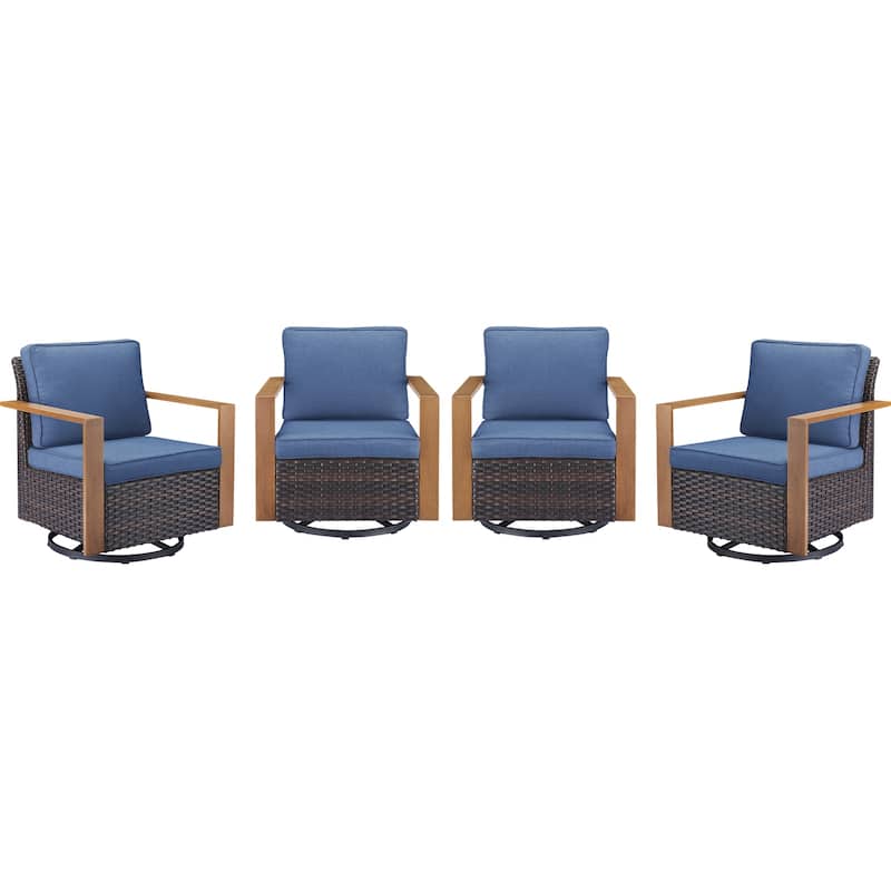 Pocassy 4 Pieces Outoor Swivel Chairs Glider Chair Set
