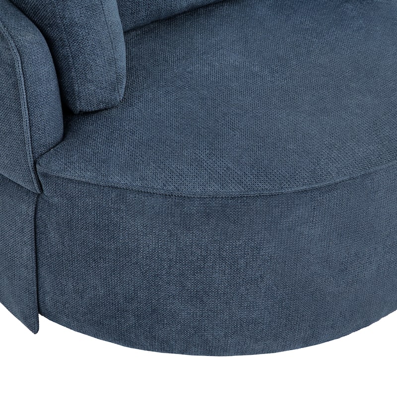 Modern Upholstered Swivel Accent Chair Round Chair with Pillows Single Sofa Chair Chenille Armchair for Living Room