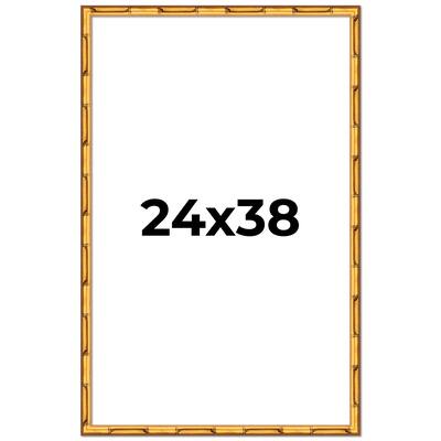 24x38 Frame Gold Bamboo Picture Frame Modern Photo Frame Includes UV Acrylic Shatter Guard Front Acid Free Foam Backing Board