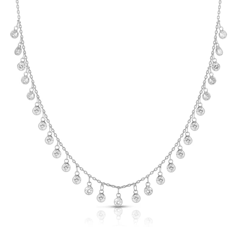 Soleil Sterling Silver Cubic Zirconia Charm Necklace - White