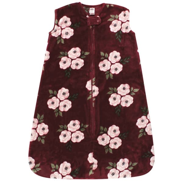 slide 1 of 1, Hudson Baby Infant Girl Plush Sleeping Bag, Sack, Blanket, Sleeveless Burgundy Floral 18-24 Months - Burgundy Floral Sleeveless