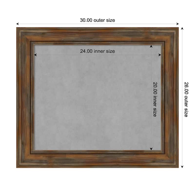 Amanti Art Alexandria Rustic Brown Framed Magnetic Board - Board Size 24x20