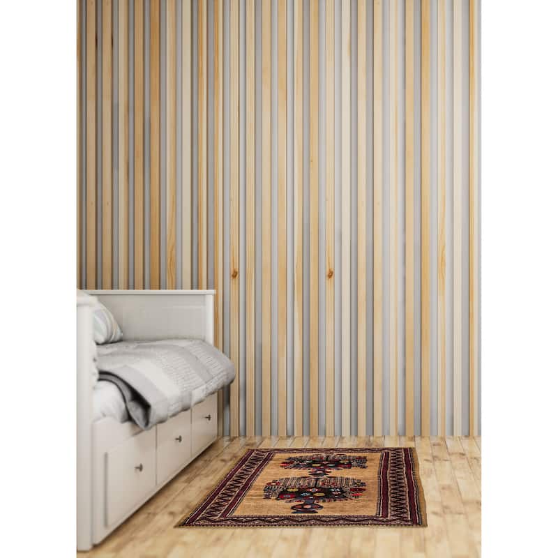 Teimani Tan Rug 3'2" x 4'5" - 3'2 x 4'5
