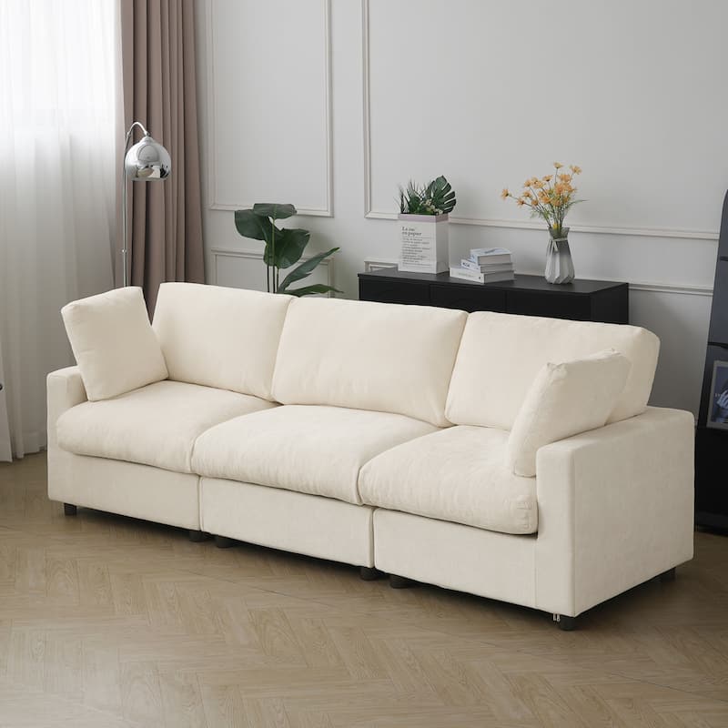 Modern Convertible Sectional Sofa Couch, 100" Cloud Modular Couches 3 Seat Sectional Sofas for Living Room