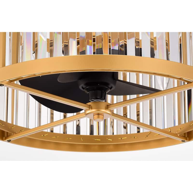 Jakob Gold Ceiling Fan19-Inch 4-Light Metal & Crystal Drum Shade (Includes Remote)