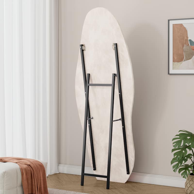 Full Length Mirror,63" x 24" Floor Mirror/ Wall Mirror, Flannel Wrapped Wooden Frame Floor Mirror