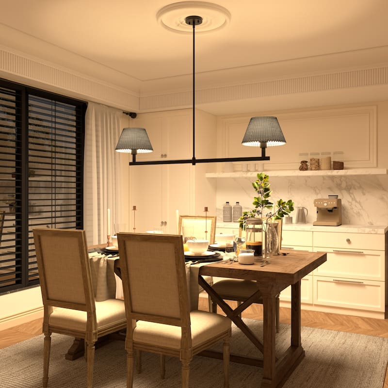 Acroma 2-light Black Linear Chandelier with Fabric Shade - 51 inches