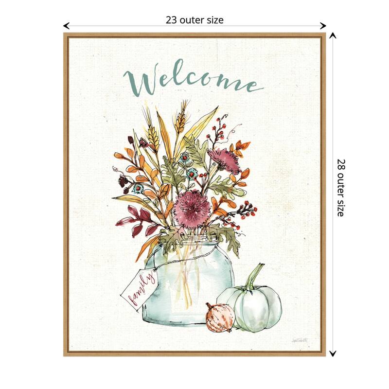 Festive Foliage III Welcome by Anne Tavoletti Canvas Art Framed - 23 x 28 in