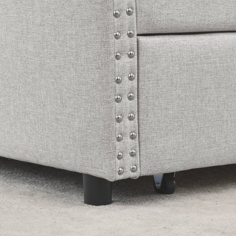 Upholstered Queen Daybed with Two Storage Drawers,Queen Size Button Tufted Sofa Bed Daybed