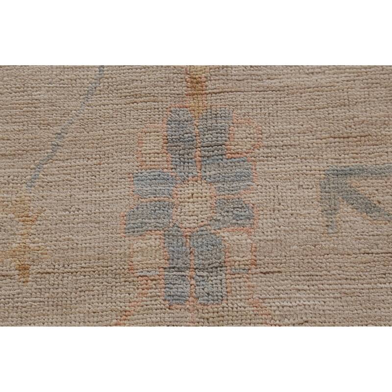 Hand Knotted Oriental 100% Wool Carpet Transitional All-Over Beige & Ivories Oushak Area Rug - 11' 10'' X 9' 0''