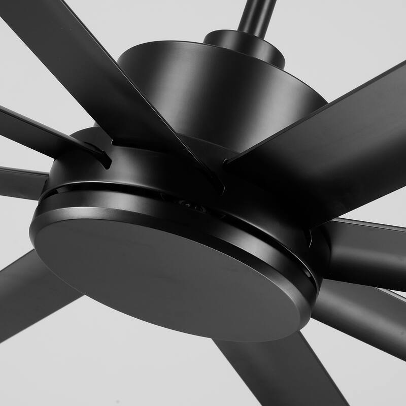 84-inch Black Large Industrial 8 Aluminum Blades High Ceiling Fans with remote control - 83.46" W x 23.62" H