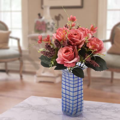 National Tree Company 19 in. Pink Rose Bundle