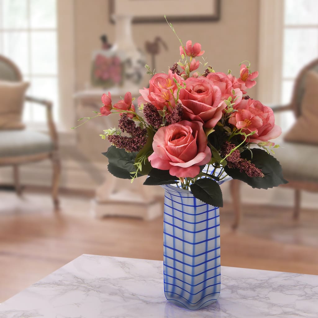 National Tree Company 19 in. Pink Rose Bundle