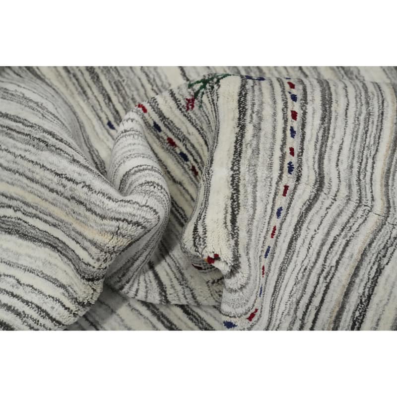 Hand Knotted Oriental 100% Wool Carpet Tribal Animal Pictorial Beige & Ivories Gabbeh Area Rug - 9' 10'' X 7' 11''