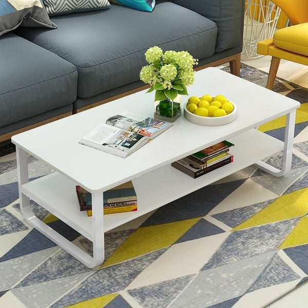 Simple Modern Living Room Double Coffee Table 47undefined22.8Inch