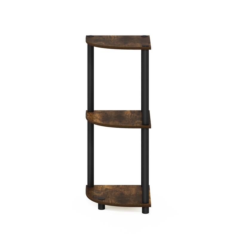 Furinno Turn-N-Tube 3-Tier Corner Display Rack Multipurpose Shelving Unit - Amber Pine/Black