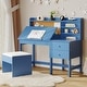 preview thumbnail 6 of 18, Adjustable Tilt Kids Desk and Chair Set - Wooden Study Table with Drawer, Cork Board & Hutch - Student Writing Desk