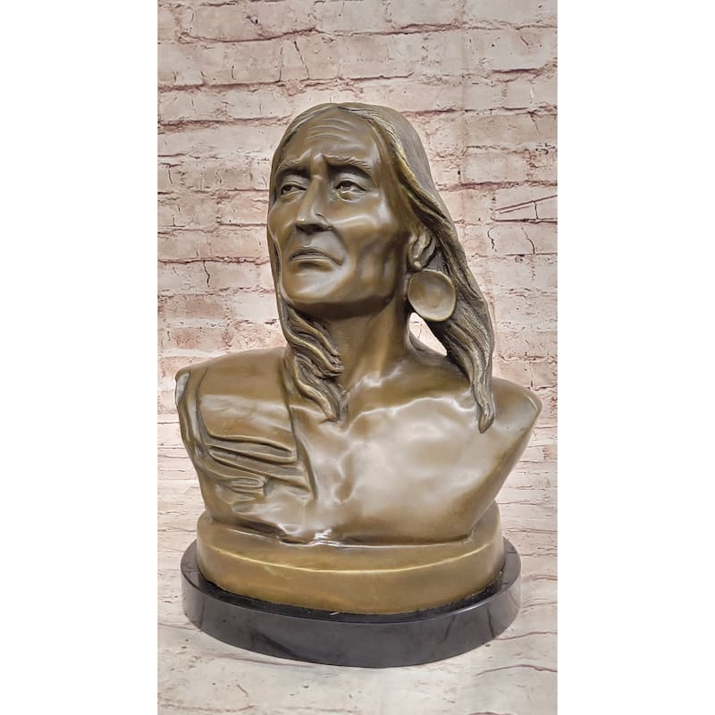 Signed Original Artwork By Milo Native American Chief Bronze Sculpture Bust