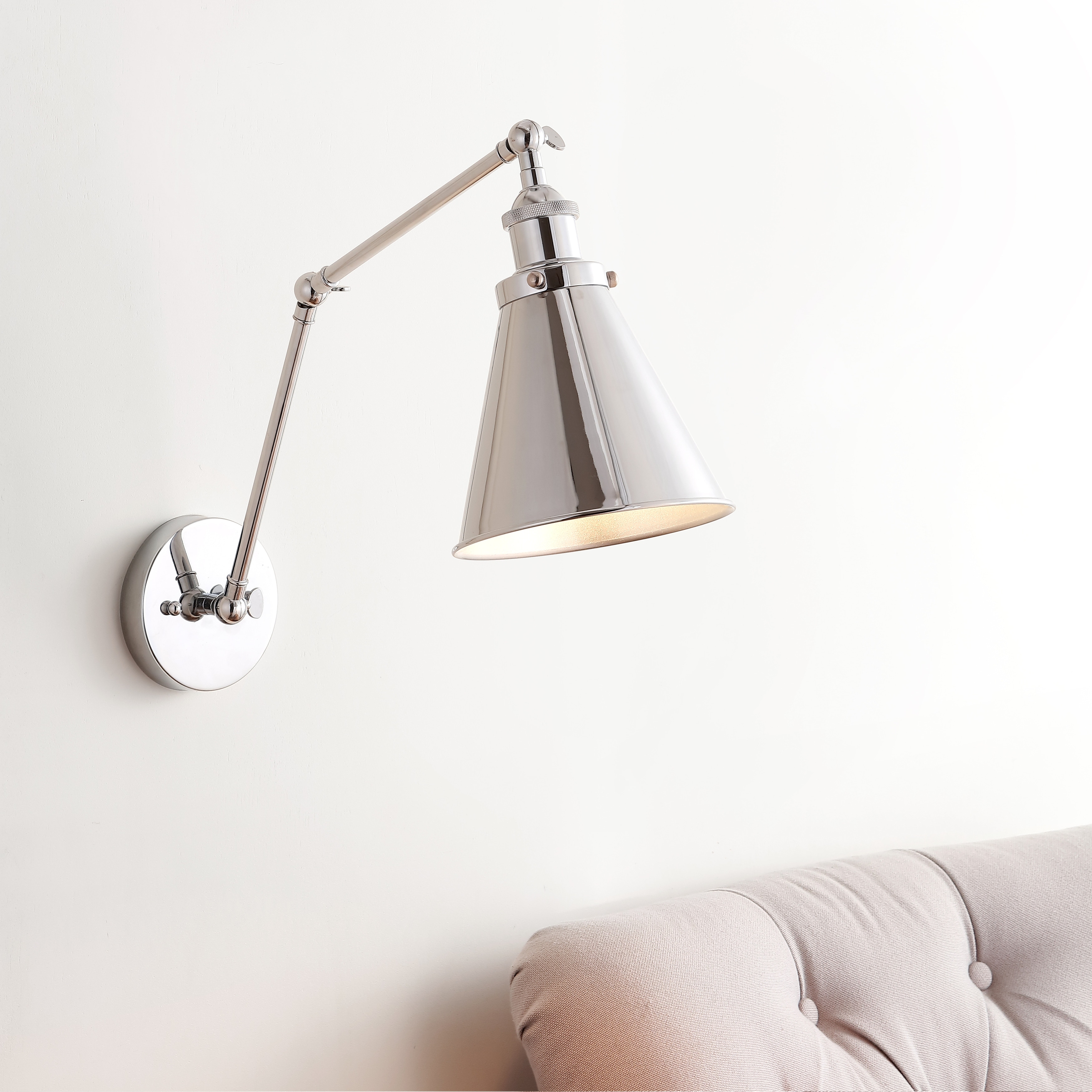 JONATHAN Y Elliot 7" Adjustable Arm Metal LED Wall Sconce, Chrome