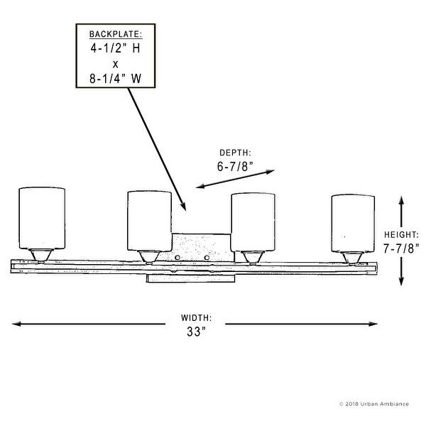 Luxury Mid-Century Modern Bathroom Vanity Light, 7.875"H x 33"W, with Art Deco Style, Charcoal Finish by Urban Ambiance