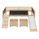 preview thumbnail 47 of 55, Twin Loft Bed with Climbing Frame and Slide, Wooden Loft Bed with Chalkboard & Storage