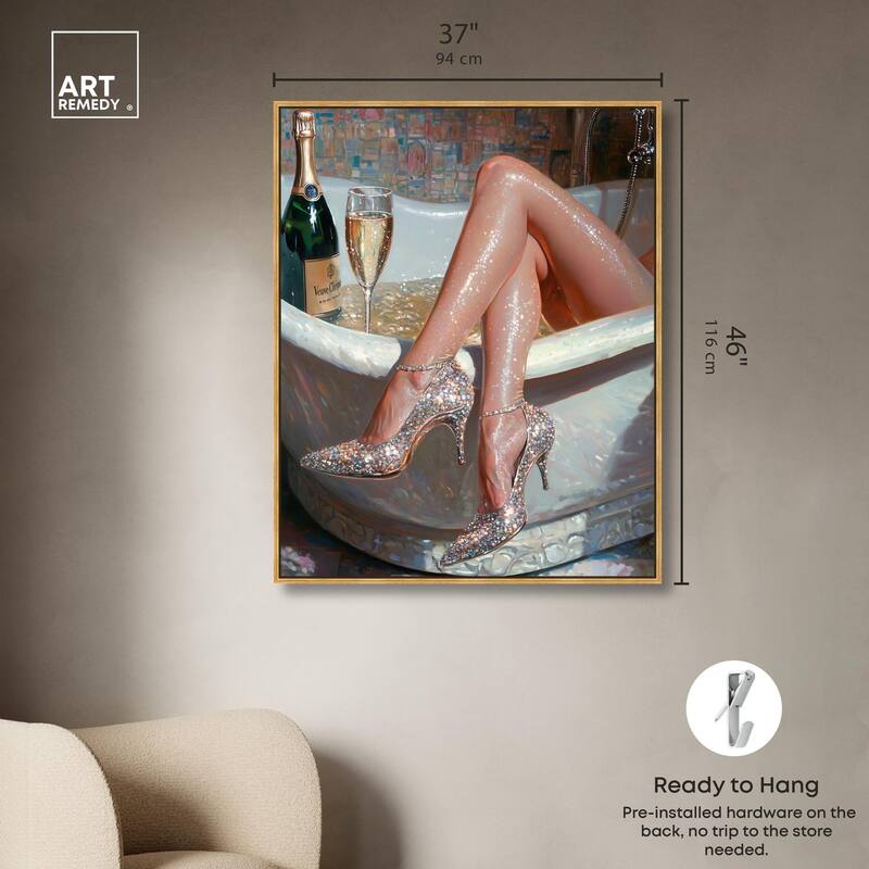 Champagne Bath Party Canvas by Art Remedy