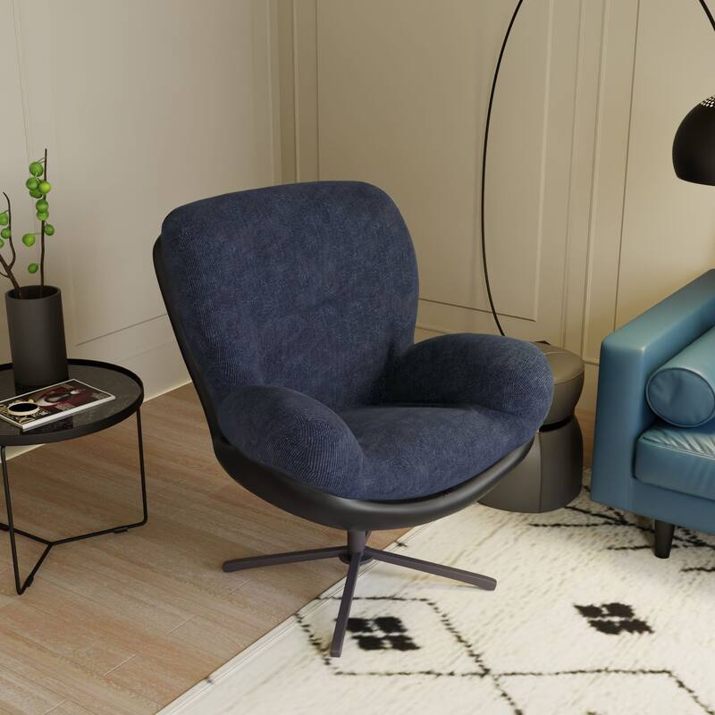Modern Chenille 360° Swivel Office Chair with Metal Base Frame