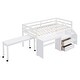 preview thumbnail 12 of 12, White Twin Wooden Loft Bed with Movable Desk, Drawers, and Guardrail