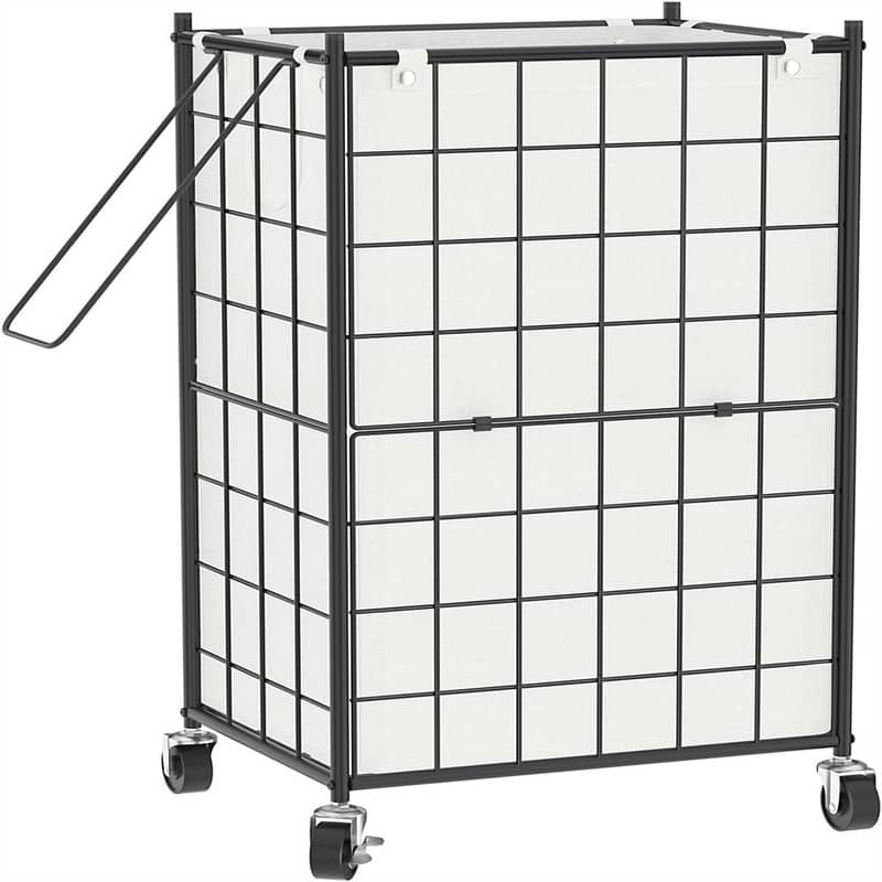 Laundry Hamper with Wheels - 16.9"L x 12.2"W x 28.1"H - Black and White