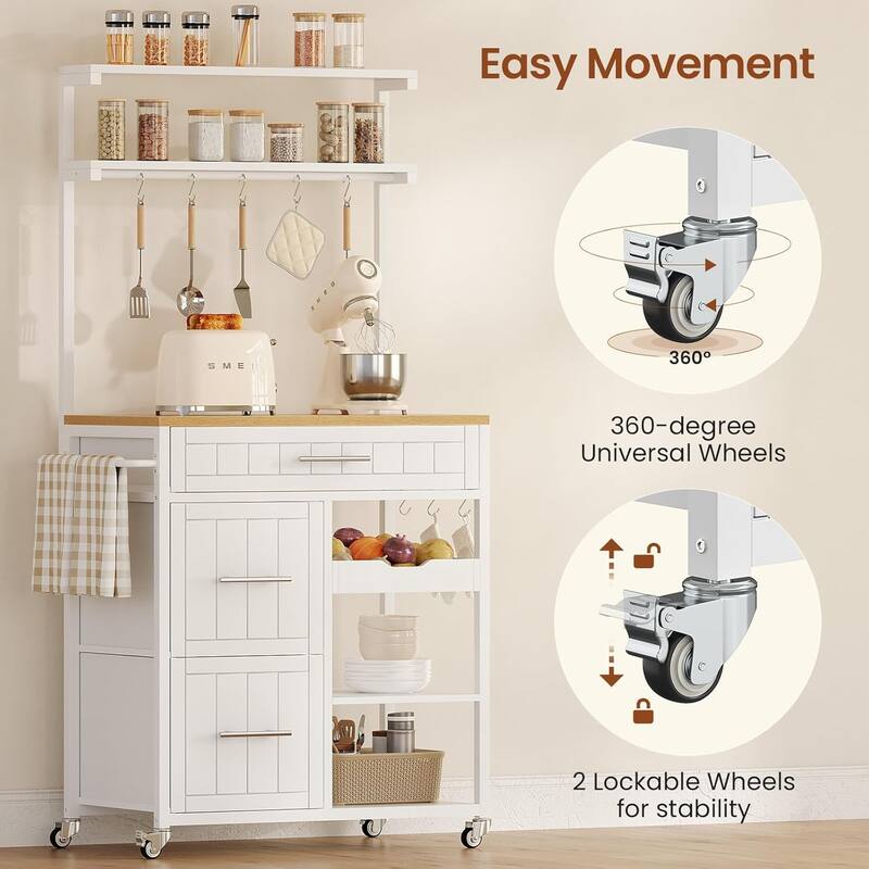 Mobile Kitchen Island Storage Kitchen Island Cart Shelves 3 Drawers