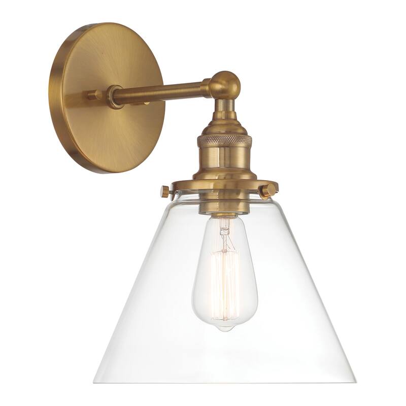 Minka Lavery 5680 Barwell 14" Tall Wall Sconce with Clear Glass Shade - Oxidized Aged Brass
