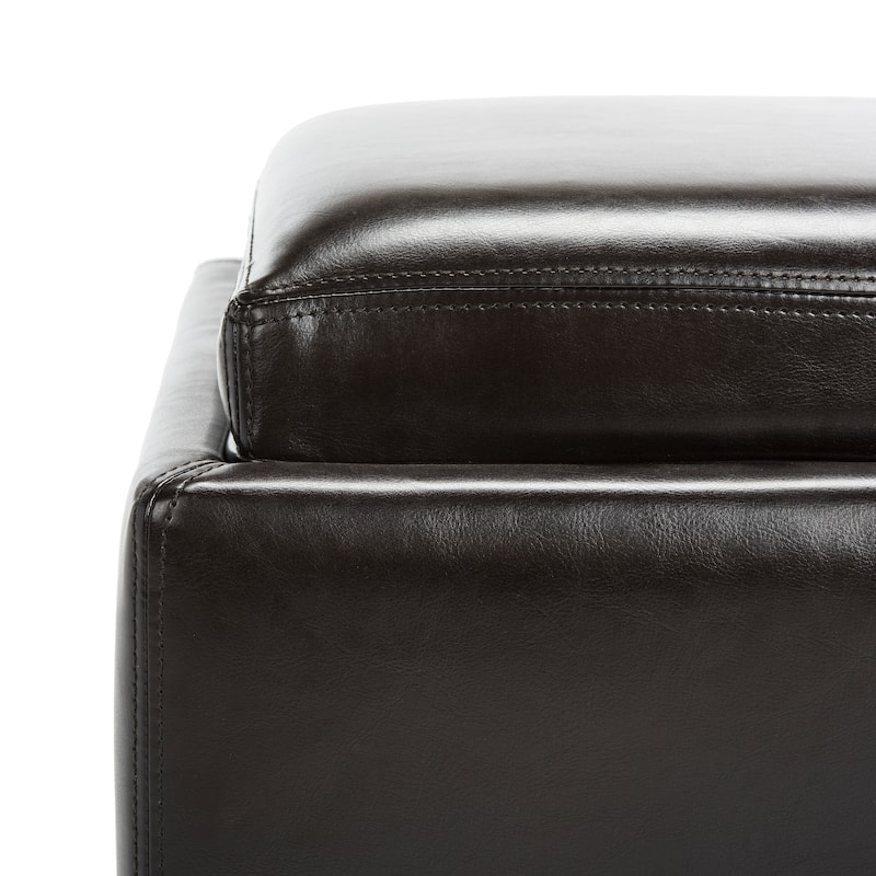 SAFAVIEH Tamie Tray Cordovan Leather Storage Ottoman