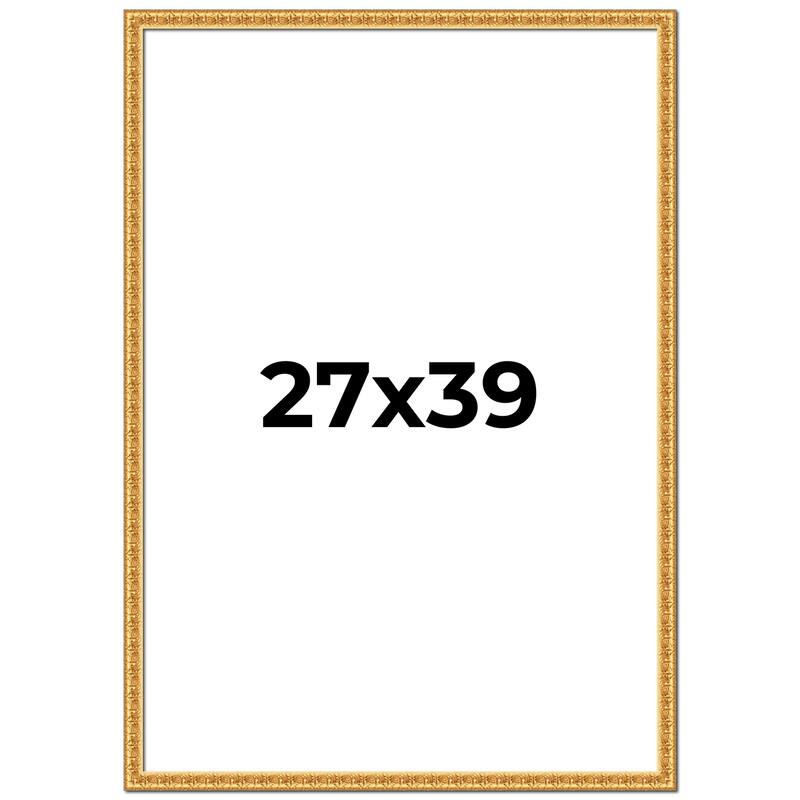27x39 Frame Gold Real Wood Picture Frame Width 1 inches | Interior