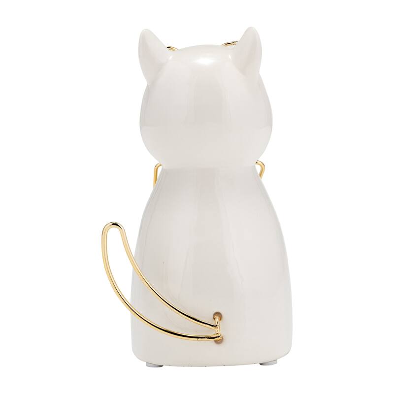 Sagebrook Home Glam Stoneware and Metal Dog Figurine with Bowtie and Glasses - Elegant Decorative Accent Sculpture