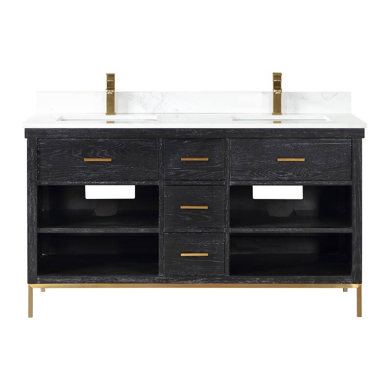 Altair Kesia Bathroom Vanity with White Composite Stone Top without Mirror