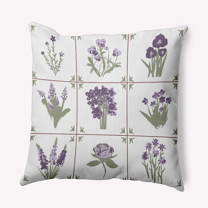 Framed Field Flowers Indoor/Outdoor Throw Pillow - Larkspur - 16" x 16"