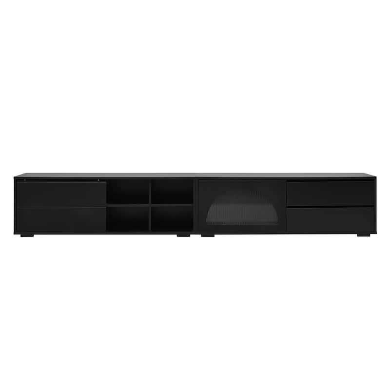 Roomfitters Modern Media Console with Fluted Glass Door, Free-Combination TV Stand for TVs Up to 100" with Sliding Storage
