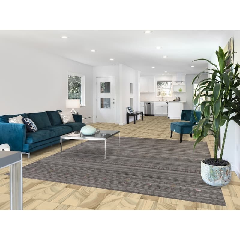 Hand Knotted Oriental 100% Wool Carpet Tribal Tribal Greys & Charcoal Gabbeh Area Rug - 9' 9'' X 8' 2''