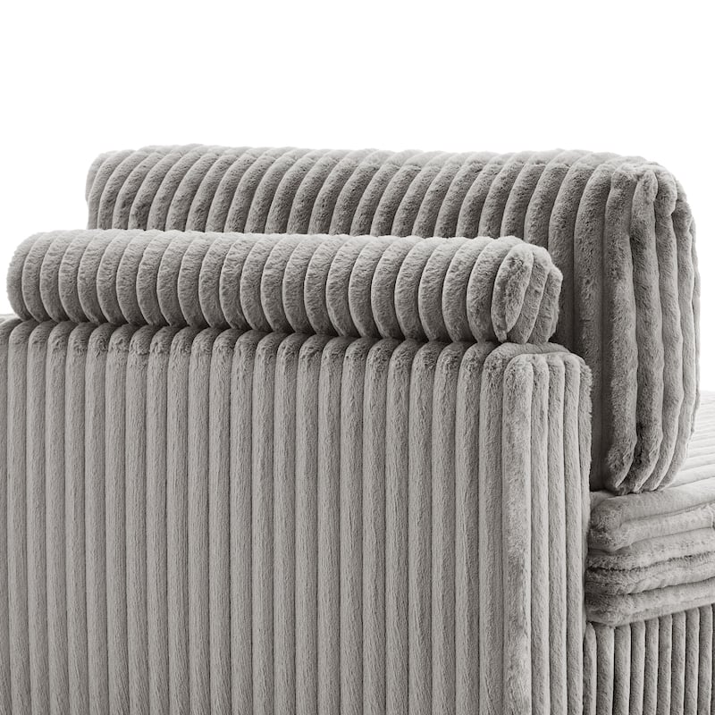 42" W Plush Corduroy Upholstered Chaise Lounge Sleeper for Living