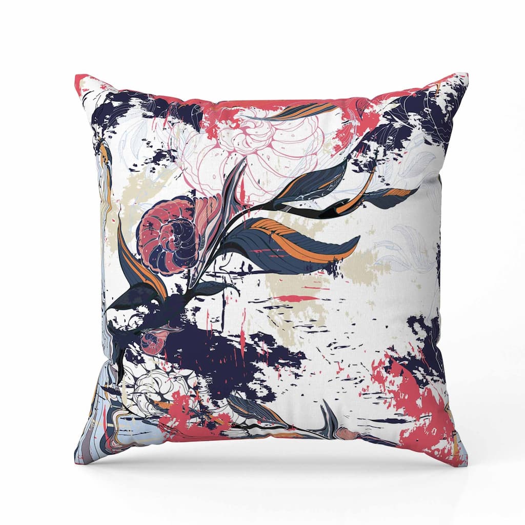 Leaf Lurker Indoor/Outdoor Reversible Throw Pillow Blue and Pink