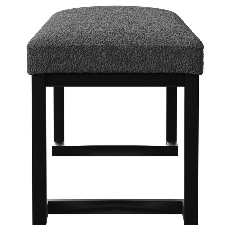 Mezza Accent Bench, Tufted Gray Boucle Fabric, Black Metal, 48 Inch