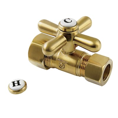 Kingston Brass Vintage 5/8-Inch OD Comp x 1/2-Inch OD Comp Quarter-Turn Straight Stop Valve